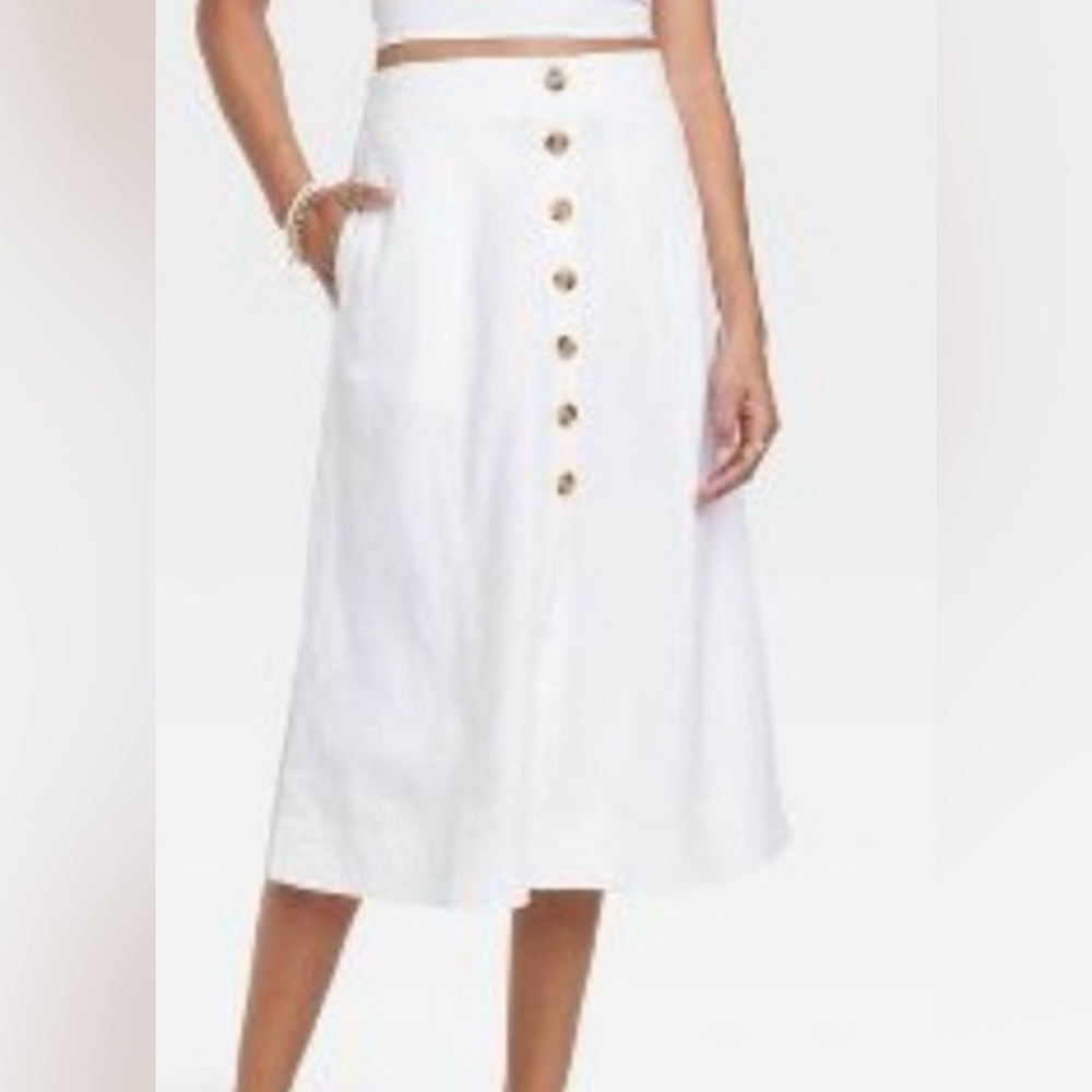 Universal Thread White Linen blend midi skirt